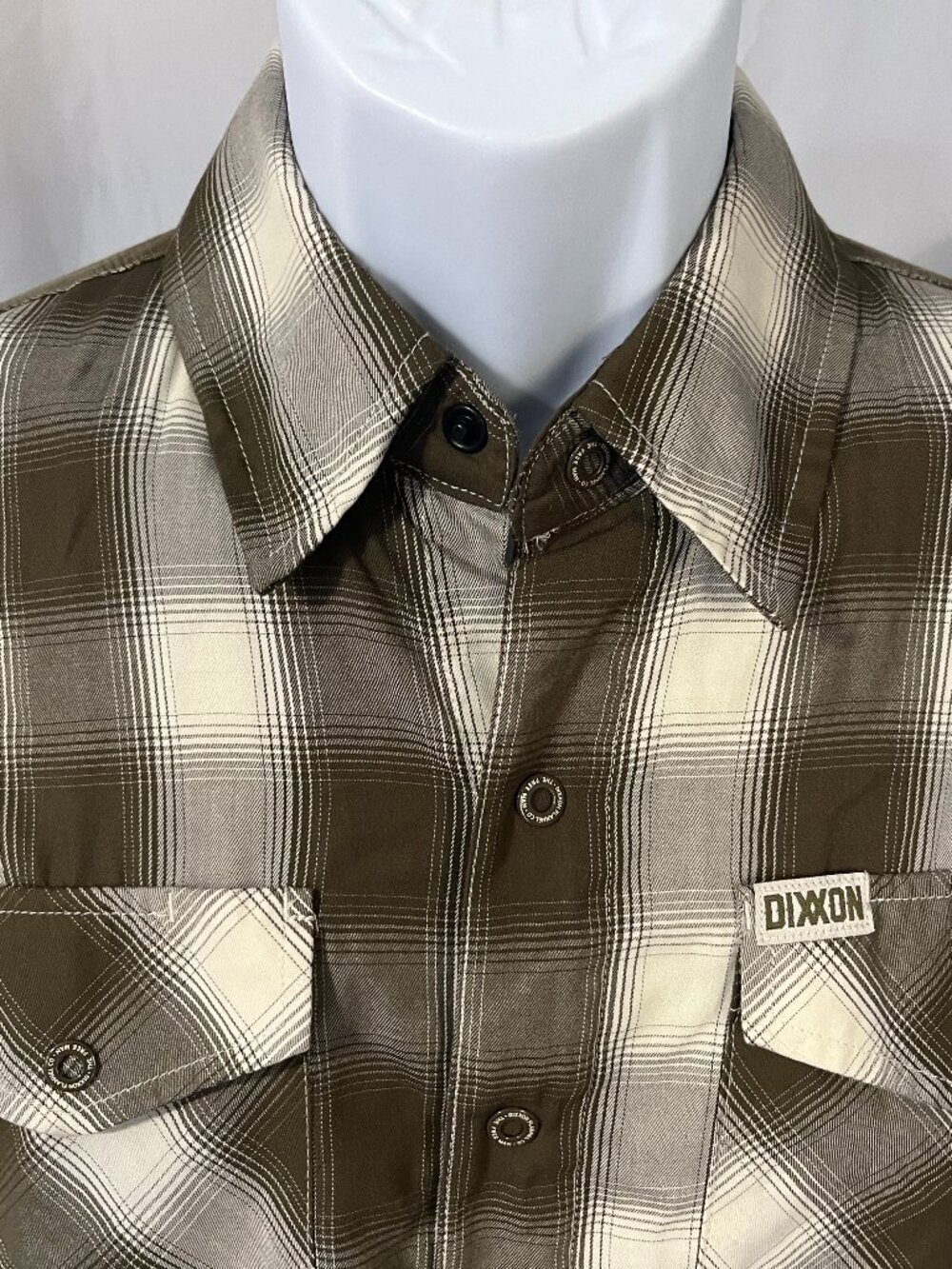 🪓 DIXXON Flannel Co Free Man Shirt Men's S Green Off White Short Sleeve 👕